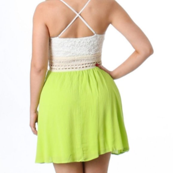 Tank Dress with Crochet Middle and Lace Top - Picture 2 of 2